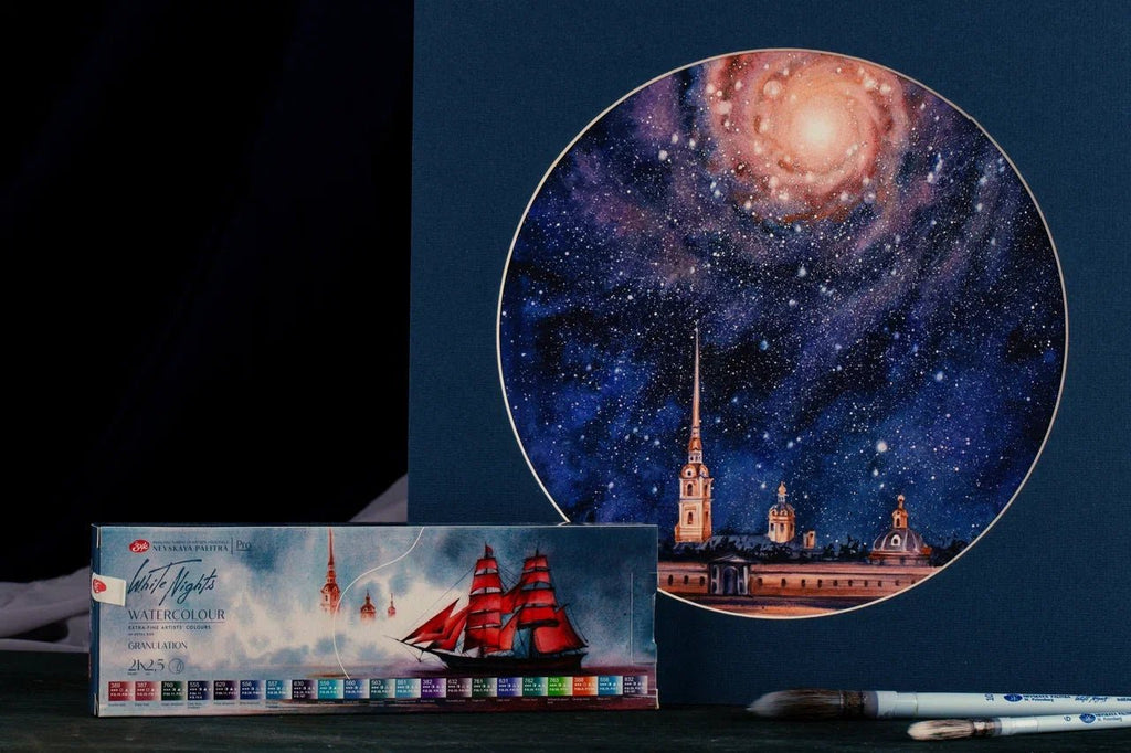 Granulating watercolor set // 21 pans in metal box // by White Nights - Artish