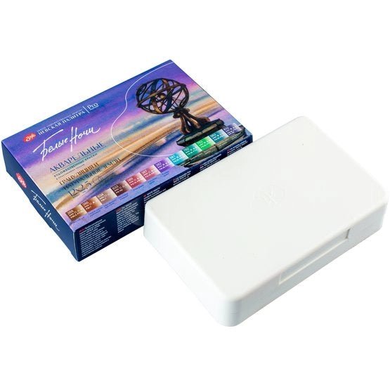 Granulating watercolor set "Natural Earth" // 12 pans in plastic box // by White Nights - Artish