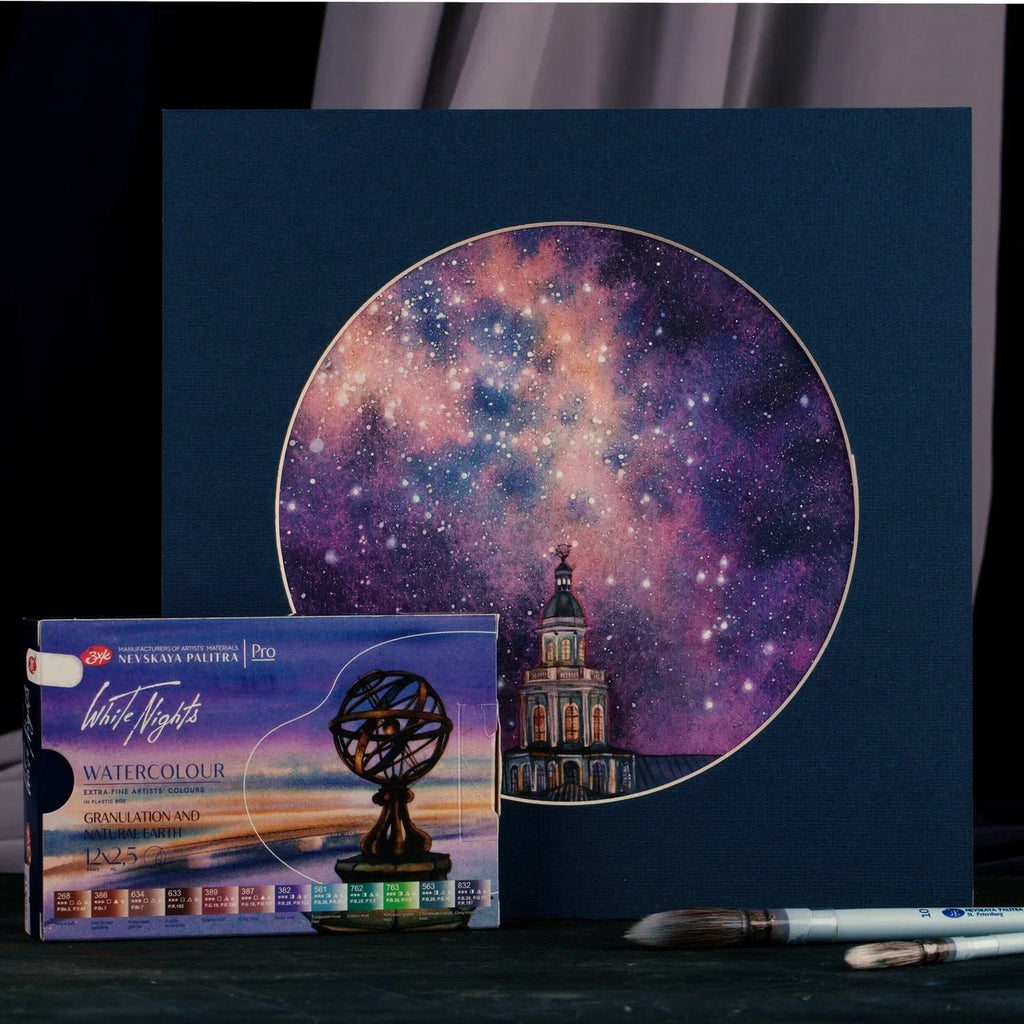 Granulating watercolor set "Natural Earth" // 12 pans in plastic box // by White Nights - Artish