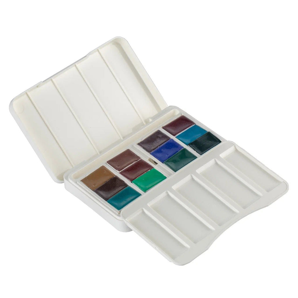Granulating watercolor set "Natural Earth" // 12 pans in plastic box // by White Nights - Artish