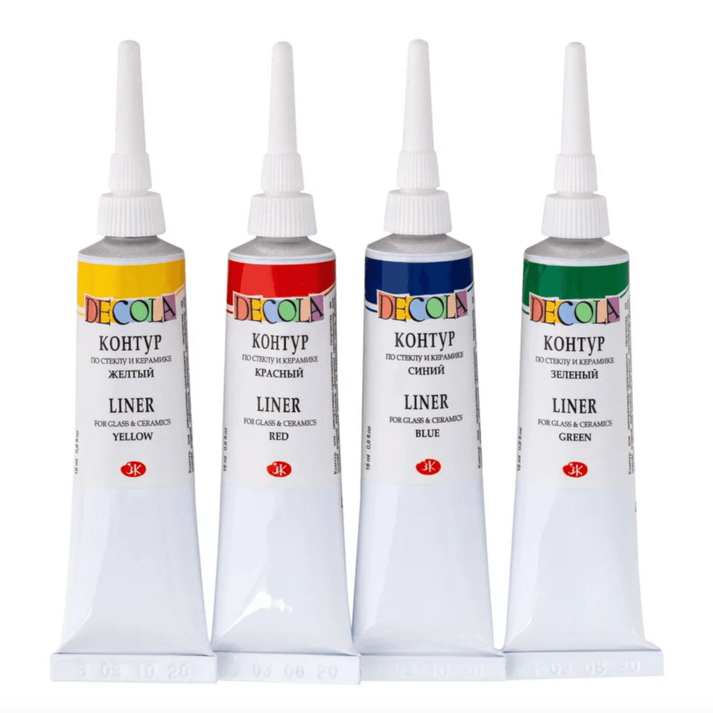 Liners set for glass & ceramics // 4 colours x 18 ml tubes // by Decola - Artish