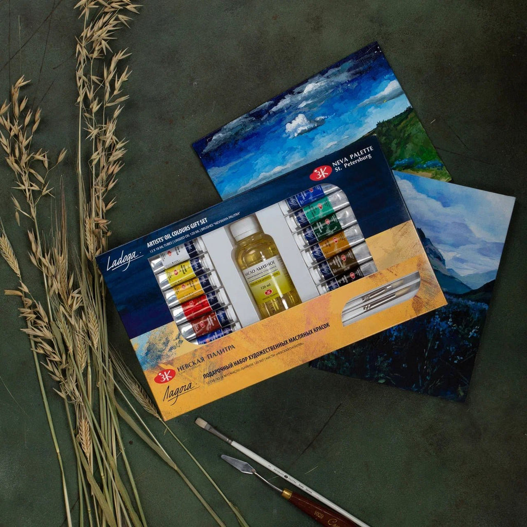 Oil paint gift set // 12 colours x 18 ml tubes // by Ladoga - Artish
