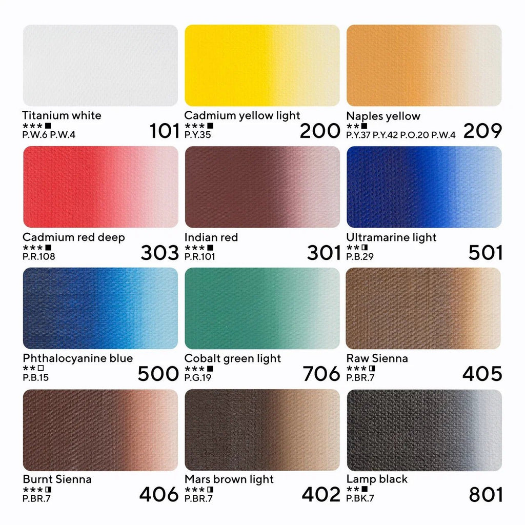 Oil paint set // 12 colours x 18 ml tubes // by Master-Class - Artish