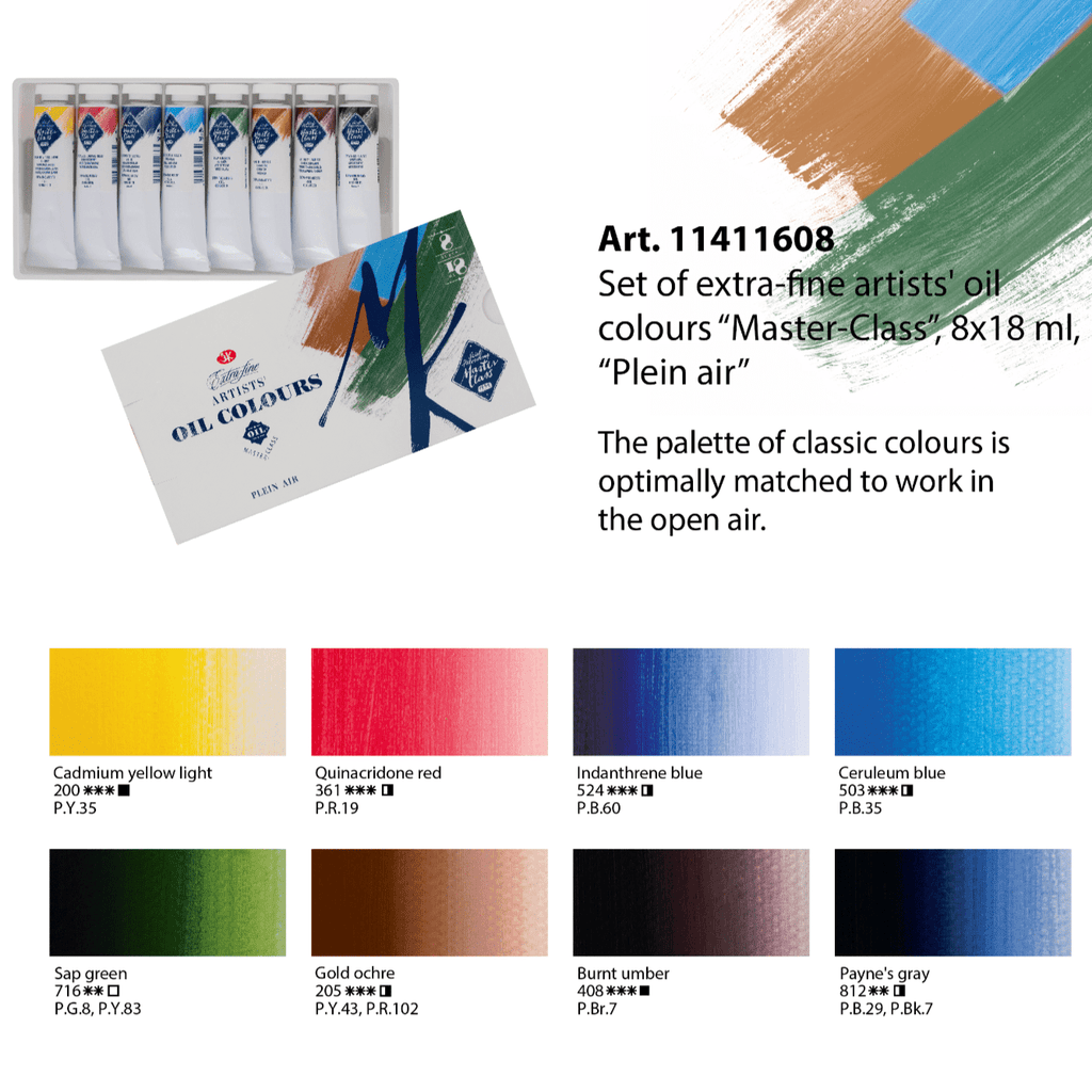 Oil paint set Plein air // 8 colours x 18 ml tubes // by Master-Class - Artish