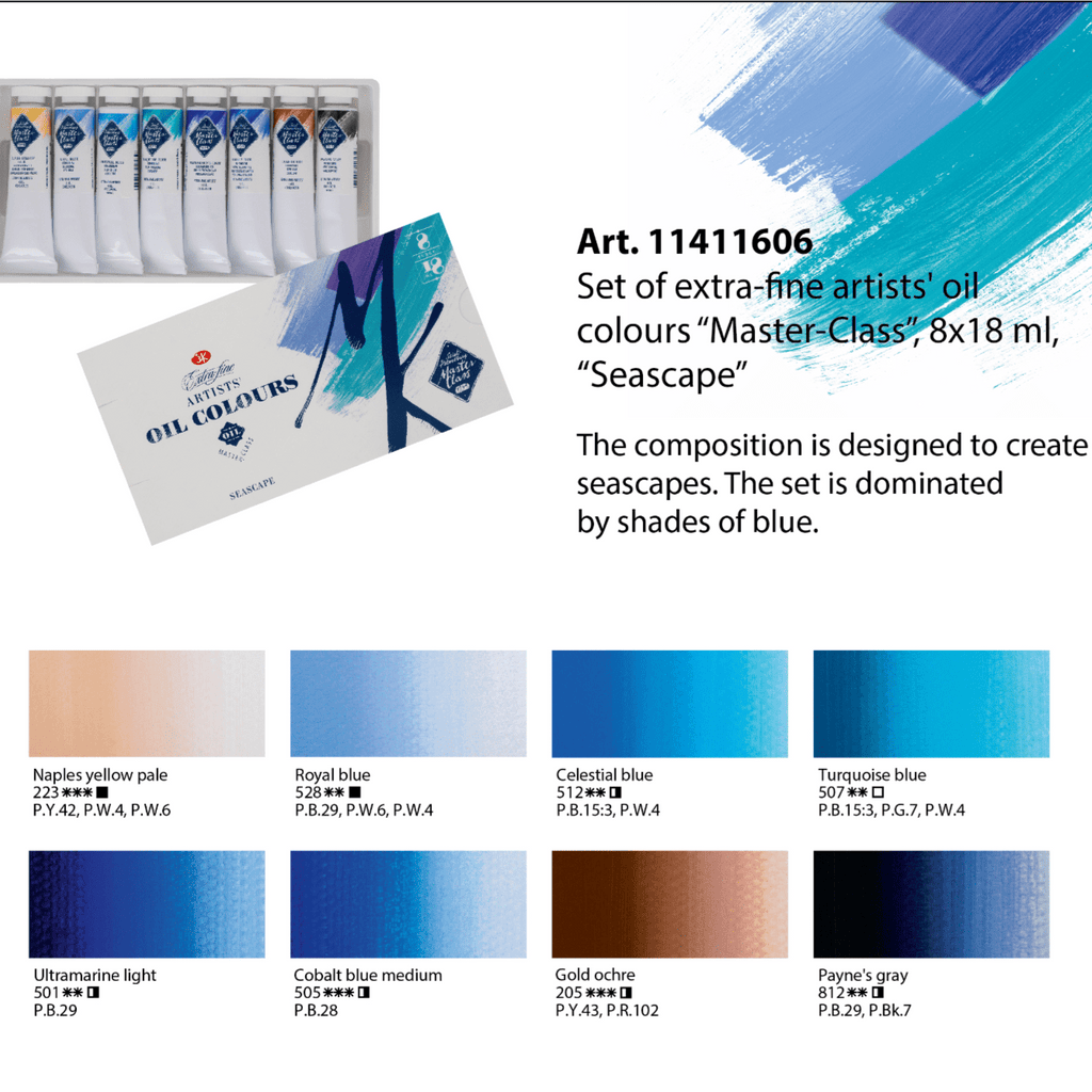Oil paint set Seascape // 8 colours x 18 ml tubes // by Master-Class - Artish