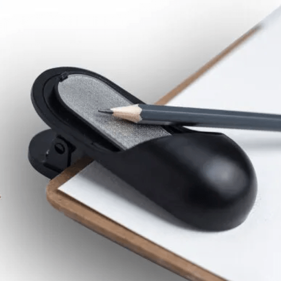 Paper clip with emery board for pencil sharpening // by Malevich - Artish