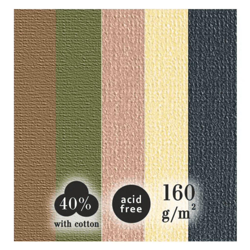 Paper for pastel «Warm colours» // Cotton 40%, A2, 160 g/m2, 15 sheets, 5 colours - Artish