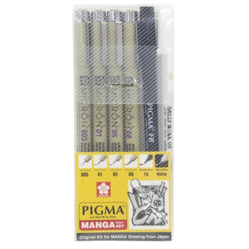 Pigma Micron "Manga" // Set of fine liners, 6 pcs // by Sakura - Artish