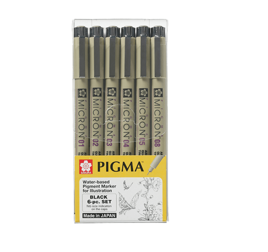 Pigma Micron // Set of fine liners, 6 pcs // by Sakura - Artish