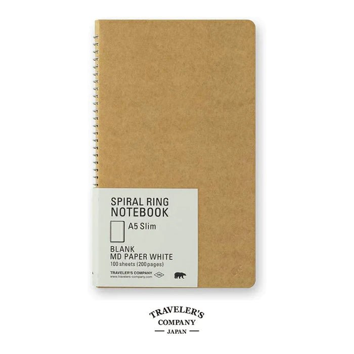 Spiral Ring Notebook // A5, Slim Rule, MD White // by Traveler's COMPANY - Artish