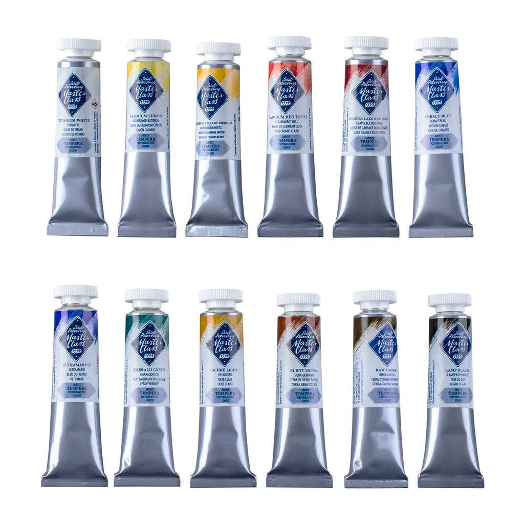 Tempera paint set // 12 colours x 18 ml tubes // by Master-Class - Artish