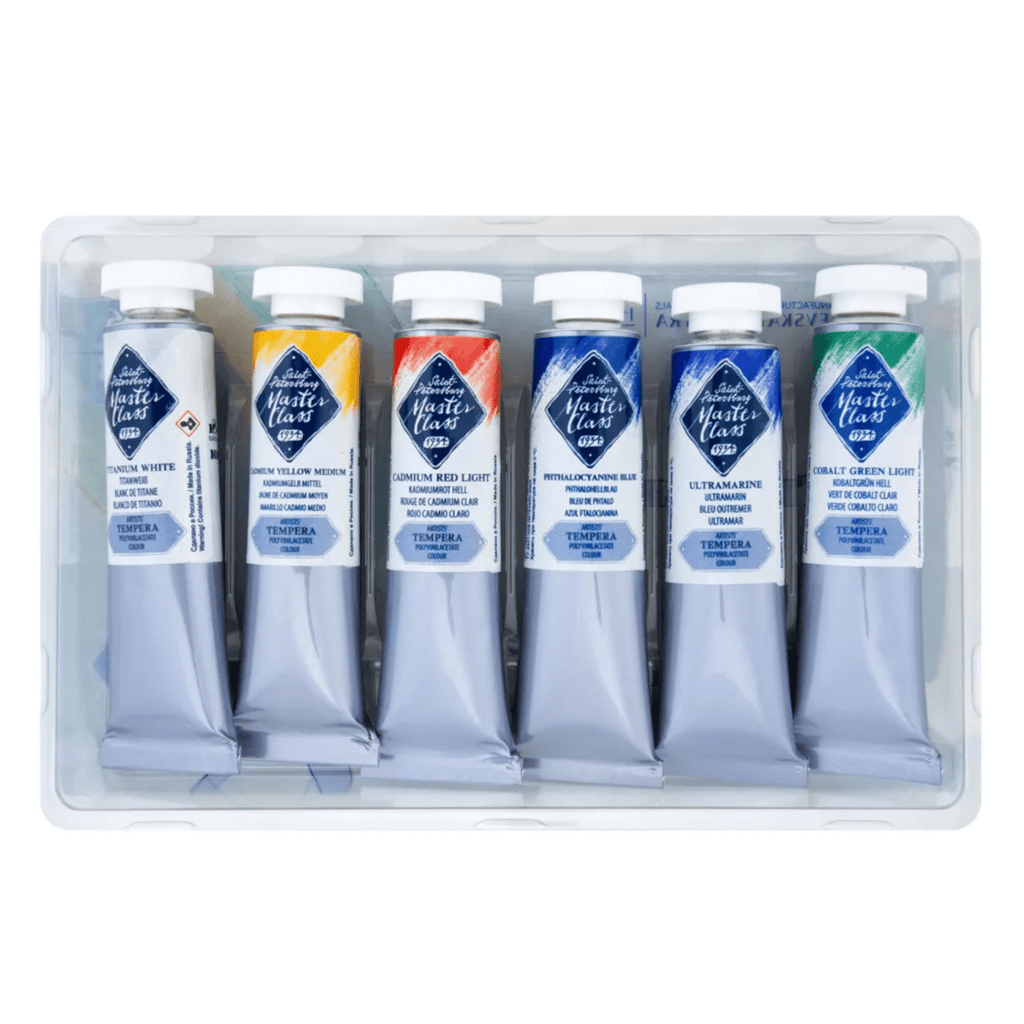 Tempera paint set // 6 colours x 18 ml tubes // by Master-Class - Artish
