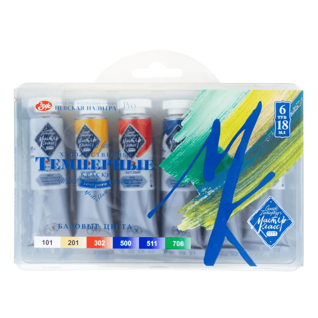 Tempera paint set // 6 colours x 18 ml tubes // by Master-Class - Artish