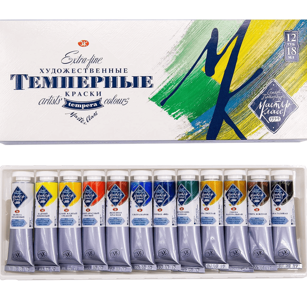 Tempera set // 12 colours x 18 ml tubes // by Master-Class - Artish
