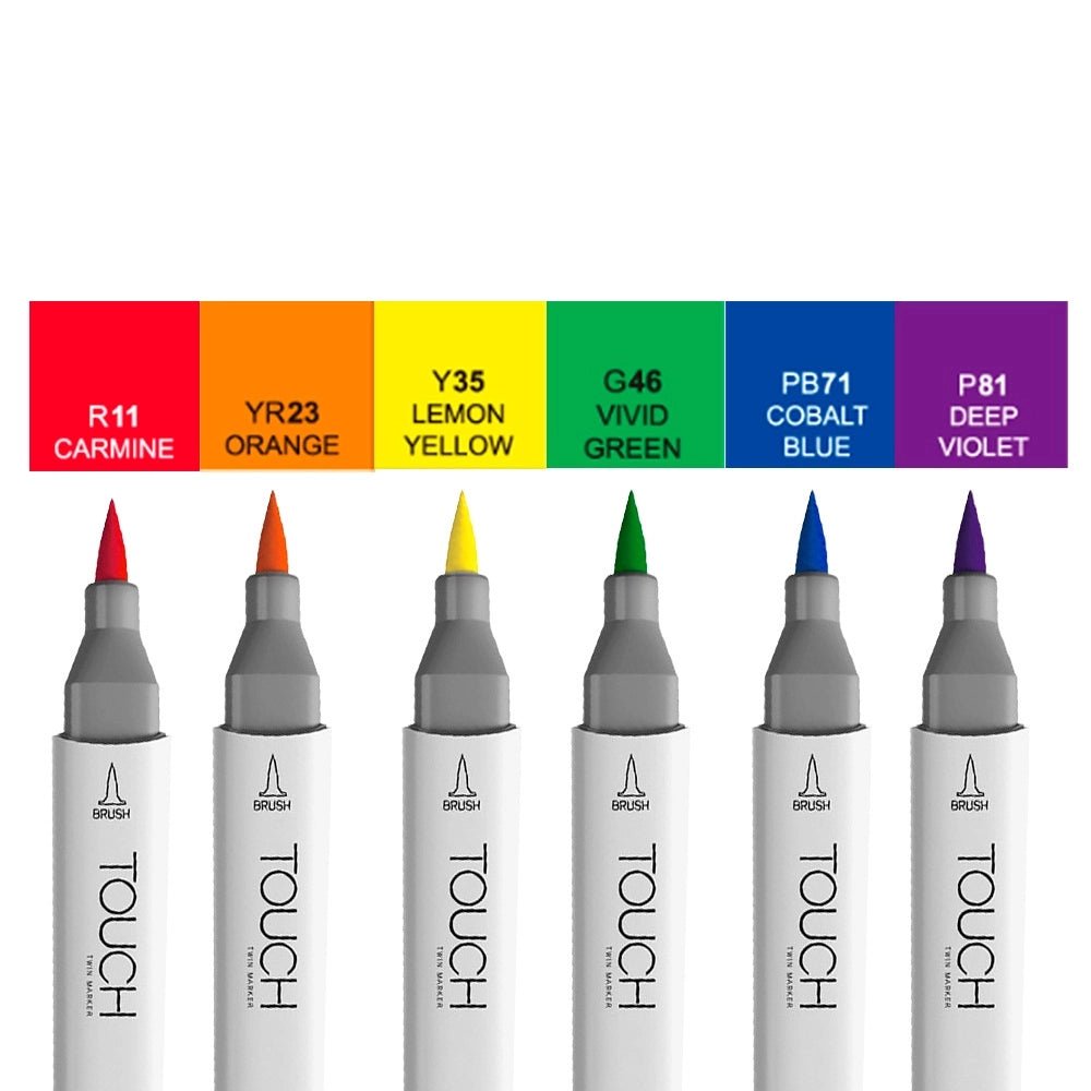 Touch Twin Brush, set of 6 // Main colors // by Touch ShinHan - Artish
