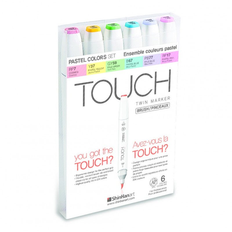 Touch Twin Brush, set of 6 // Pastel colors // by Touch ShinHan - Artish