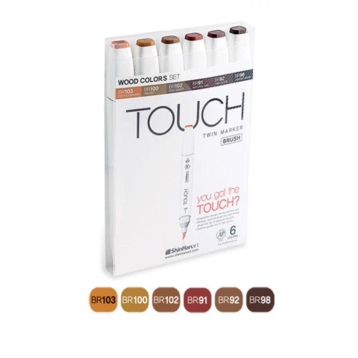 Touch Twin Brush, set of 6 // Wood colors // by Touch ShinHan - Artish