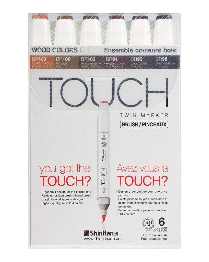 Touch Twin Brush, set of 6 // Wood colors // by Touch ShinHan - Artish