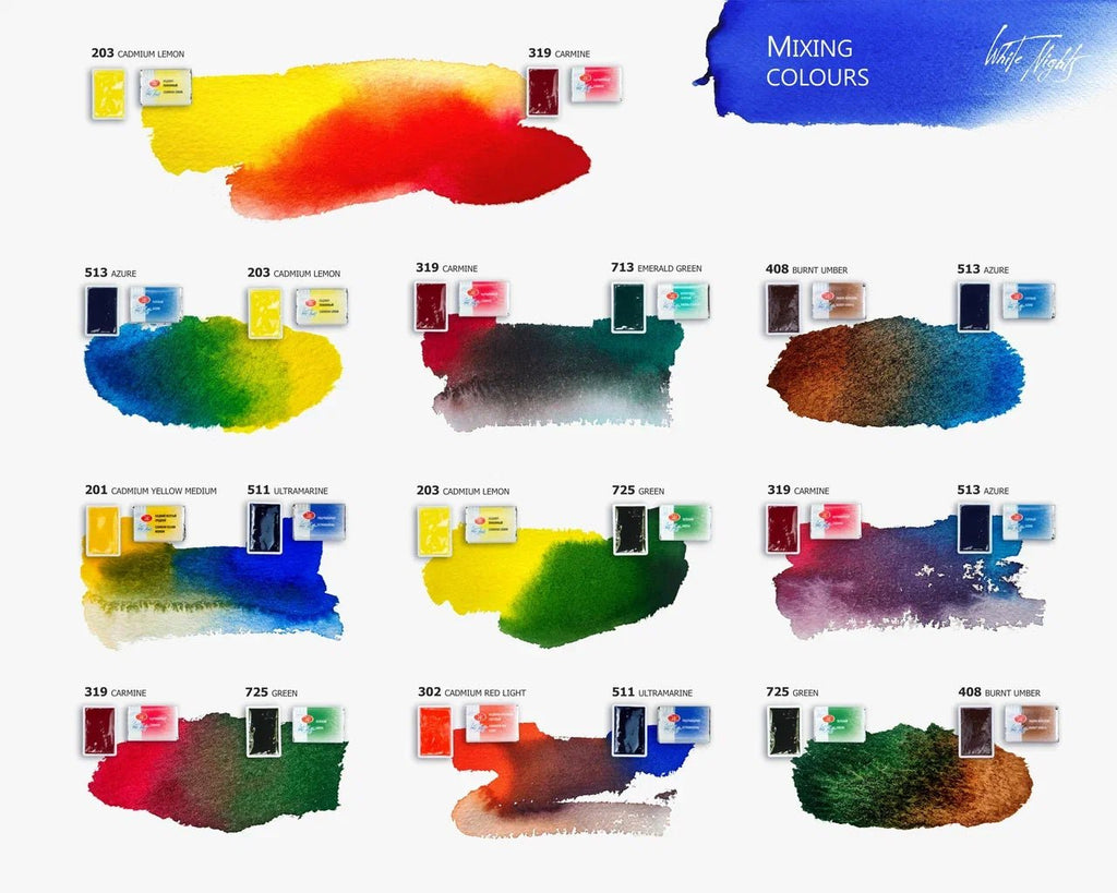 Watercolor paint set // 12 pans in plastic box // by White Nights - Artish