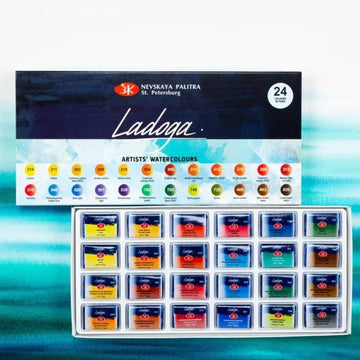 Watercolor paint set // 24 colours in pans // by Ladoga - Artish