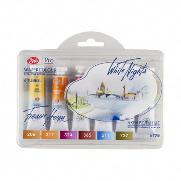 Watercolor paint set "Classic" // 6 colors in 10 ml tubes // by White Nights - Artish