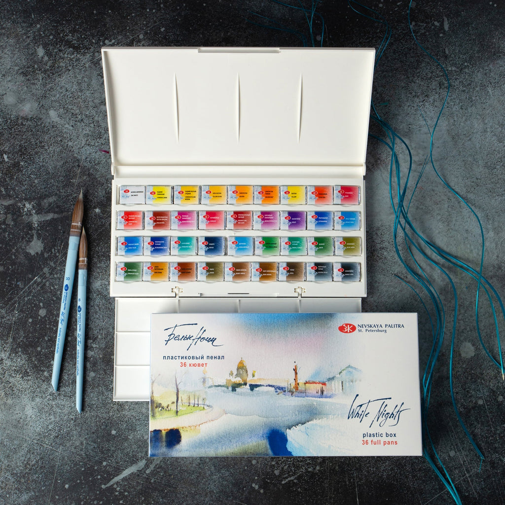 Watercolour paint set // 36 pans in plastic box // by White Nights - Artish