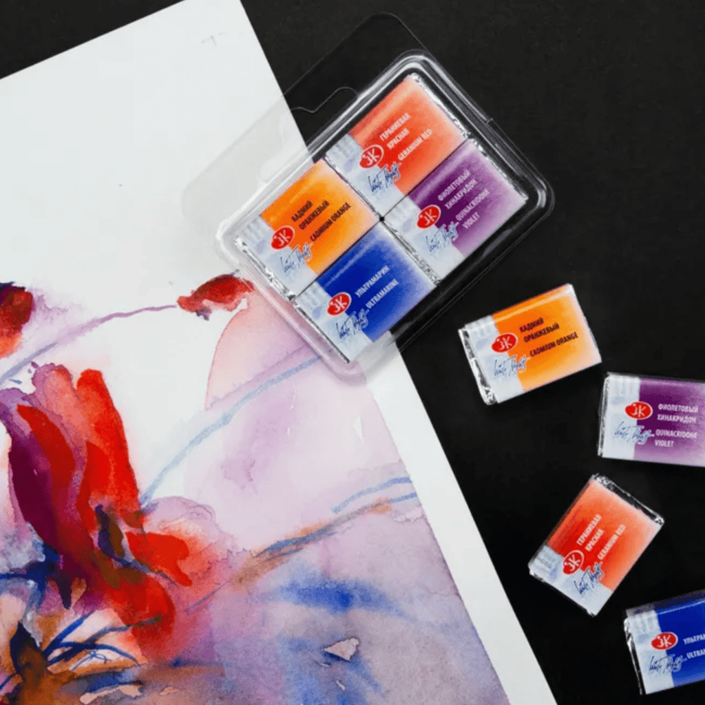 Watercolour paint set - Mix #1 // 4 pans x 2,5 ml // by White Nights - Artish