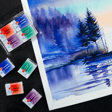 Watercolour paint set - Mix #3 // 4 pans x 2,5 ml // by White Nights - Artish