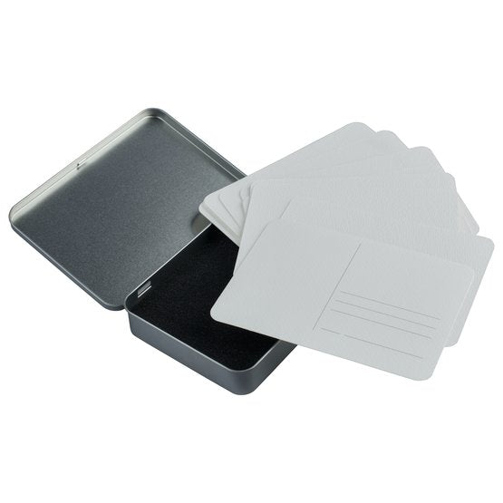 Watercolour postcards in metal box // 300 g/m2, 25% cotton // 10,5x14,8 cm, 24 sheets // by White nights - Artish