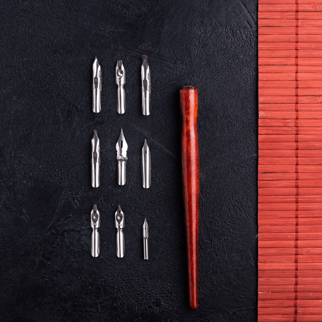 Zen // Calligraphy set 9 pens with straight holder by Malevich - Artish